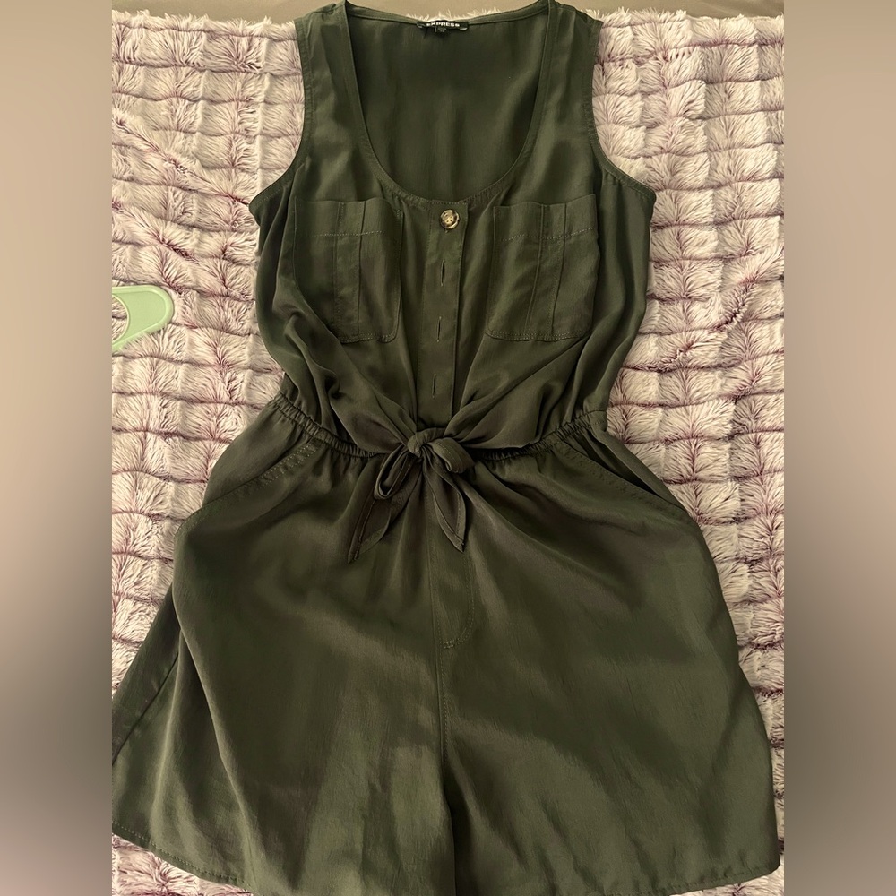 Express Olive Green Sleeveless Romper